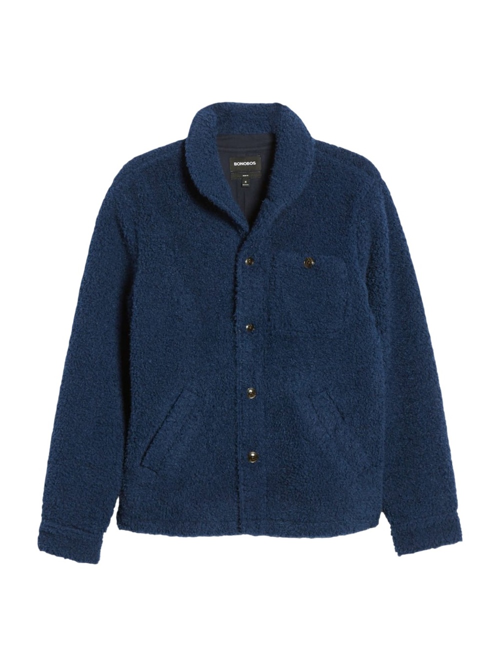 Bonobos Slim Fit Sherpa Fleece Shirt Jacket | Navy | Small